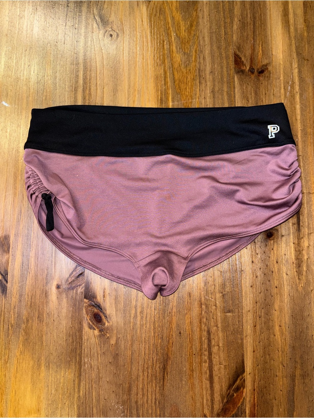 PINK Victoria's Secret Dusty Mauve Bikini Bottoms with Black Waistband